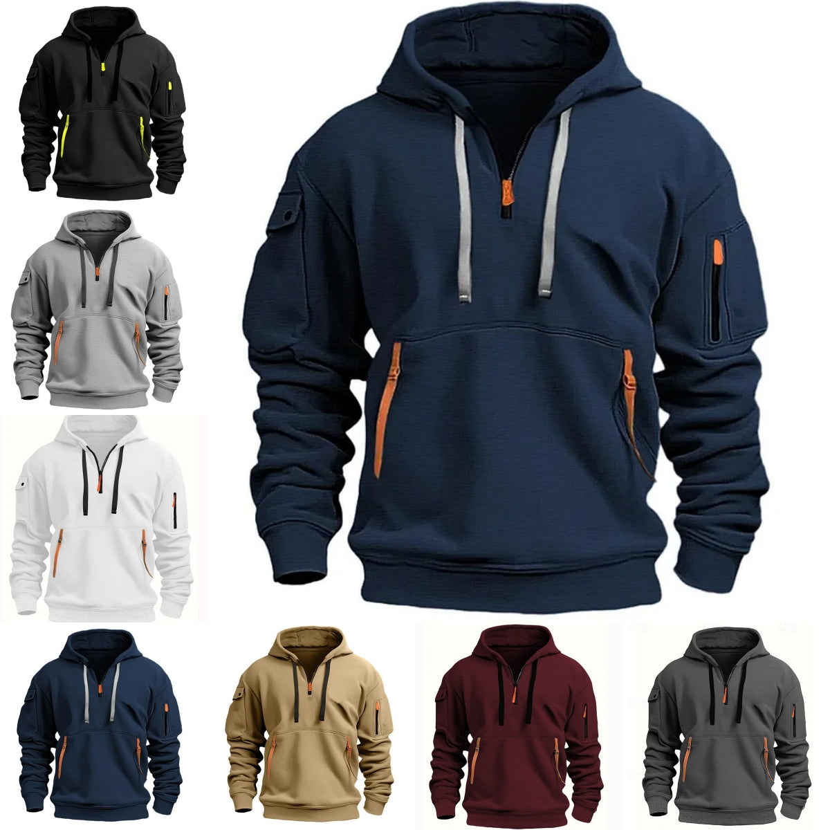 🔥😎【S-5XL】Sudadera con Cremallera y Capucha para Hombre – Estilo, Comodidad y Funcionalidad con Múltiples Bolsillos