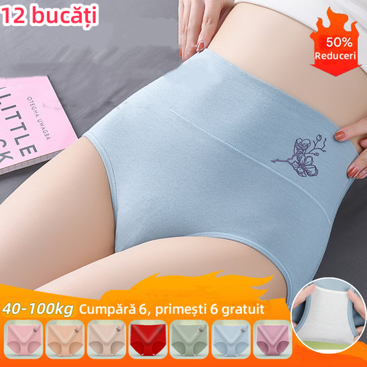 💖Último día: 50 % de descuento - 【Compra 3 y llévate 3 gratis】 Braguitas de algodón puro con cintura alta y realce de cadera, tallas grandes [40-100 kg]