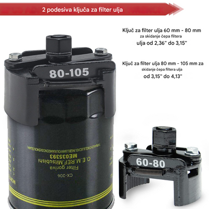 🔧【50% popusta】🔥【60-105 mm】🚗Ključ za uklanjanje automobilskog filtera u obliku slova U s podesivim mehanizmom, nastaviteľný dvojčeľusťový kľúč na olejový filter pre väčšinu áut