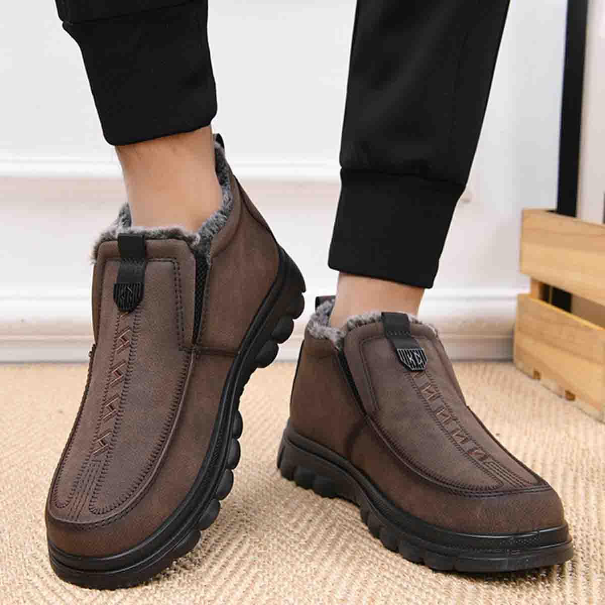 🔥【39-44】Zapatos casuales cálidos para hombre, punta redonda, cálidos, cómodos, antideslizantes y duraderos