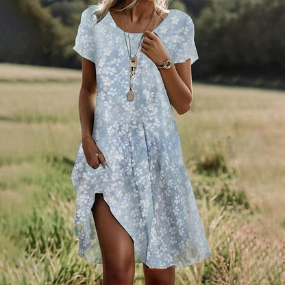 🛒📣【Posledný deň akcie】💖👗2026 nové každodenné šaty s okrúhlym výstrihom a potlačou na jar a leto 🌸🌞