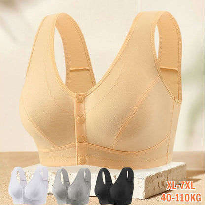 🥇【3 артикула】👙Комфортен памучен сутиен с предно закопчаване - Широки презрамки за повече удобство、Без банели, без притискане