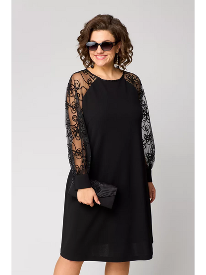 💖【S-5XL】🍁🍂Nové kvalitné elegantné čierne šaty s čipkovou výšivkou 2026, precízne luxusné spracovanie, pohodlné a priedušné.