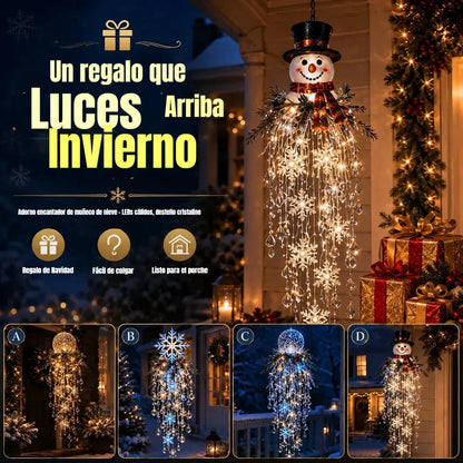 🔥 50% DE DESCUENTO HOY 🎅 Copo de nieve colgante navideño y luz LED de cristal | Brillo mágico para el porche ✨
