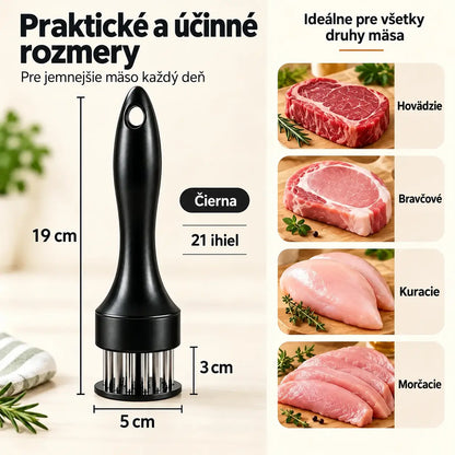 21-hranná ihla na zmäkčovanie mäsa z nehrdzavejúcej ocele na steaky, grilovanie a varenie.