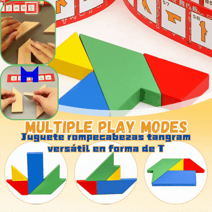 🧩【Купете 1, вземете 1 безплатно】🎉 Многофункционален Т-образен пъзел танграм – Забавление и развитие на логическо мислене за всички възрасти! (2 артикула)🧠✨
