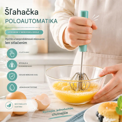 【2-dielna sada】Nerezová poloautomatická metlička na vajcia