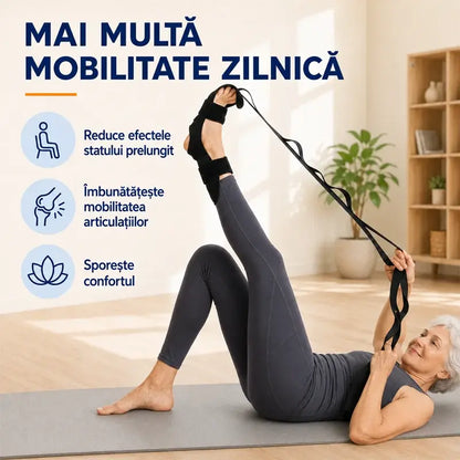【2 buc】Centură de Stretching și Întindere Ligamente pentru Yoga și Fitness – Curea Respirabilă și Reglabilă pentru Glezne și Picioare, Recuperare și Flexibilitate