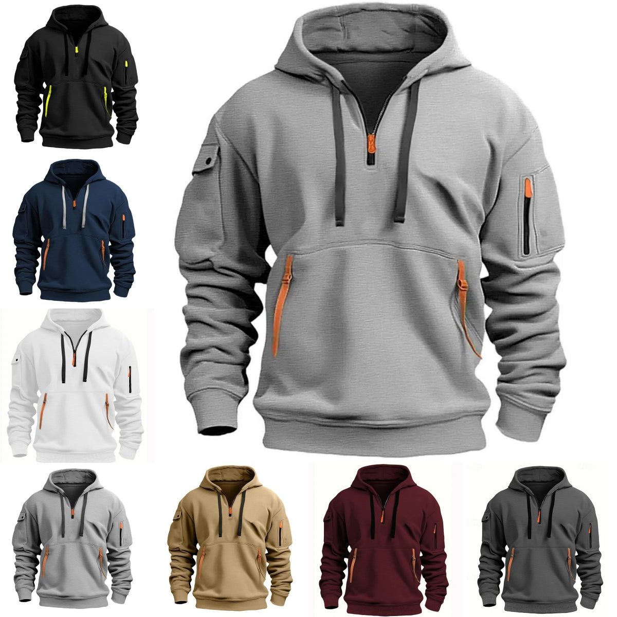 🔥😎【S-5XL】Sudadera con Cremallera y Capucha para Hombre – Estilo, Comodidad y Funcionalidad con Múltiples Bolsillos