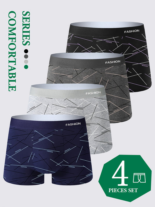 🩲Kúpte 4 a získajte 4 zadarmo❣️【8 položiek】 Pohodlné a priedušné pánske boxerky, voľné a priedušné nohavičky so štyrmi rohmi, antibakteriálne a trojrozmerné.