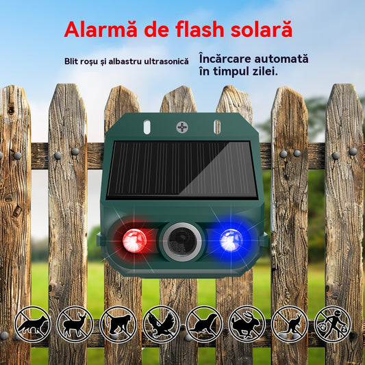 【🔥Cumpărați 1, primiți 1 gratuit】🔥Repellent solar cu ultrasunete pentru animale pentru exterior Repellent pentru păsări cu lumină infraroșu intermitent cu LED roșu și albastru 