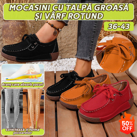 🔥🌟【50% de descuento】Zapatos de mujer con suela gruesa y punta redonda – Calzado moderno y cómodo con soporte para los pies, que absorbe los impactos y ayuda a mantener una postura correcta.