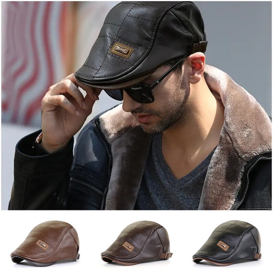 🔥【Letný výpredaj】Elegantná kožená čiapka pre moderných mužov – pohodlie a štýl na dosah ruky
