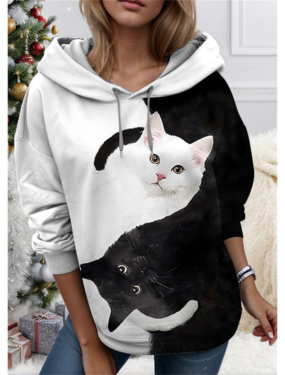 🎃【50% sleva】🎄【S-3XL】🐱 Dámská mikina s 3D potiskem motivu kočky a zvířete – Luxusní, měkká a teplá, ideální na zimu
