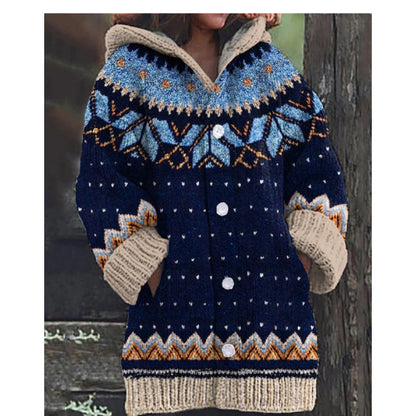 🔥🎅【Świąteczna edycja specjalna】🎄【S~5XL】✨ 2025 jesień/zima nowa elegancja: ciepła damska kurtka z kapturem w kolorze, retro styl i plecione detale