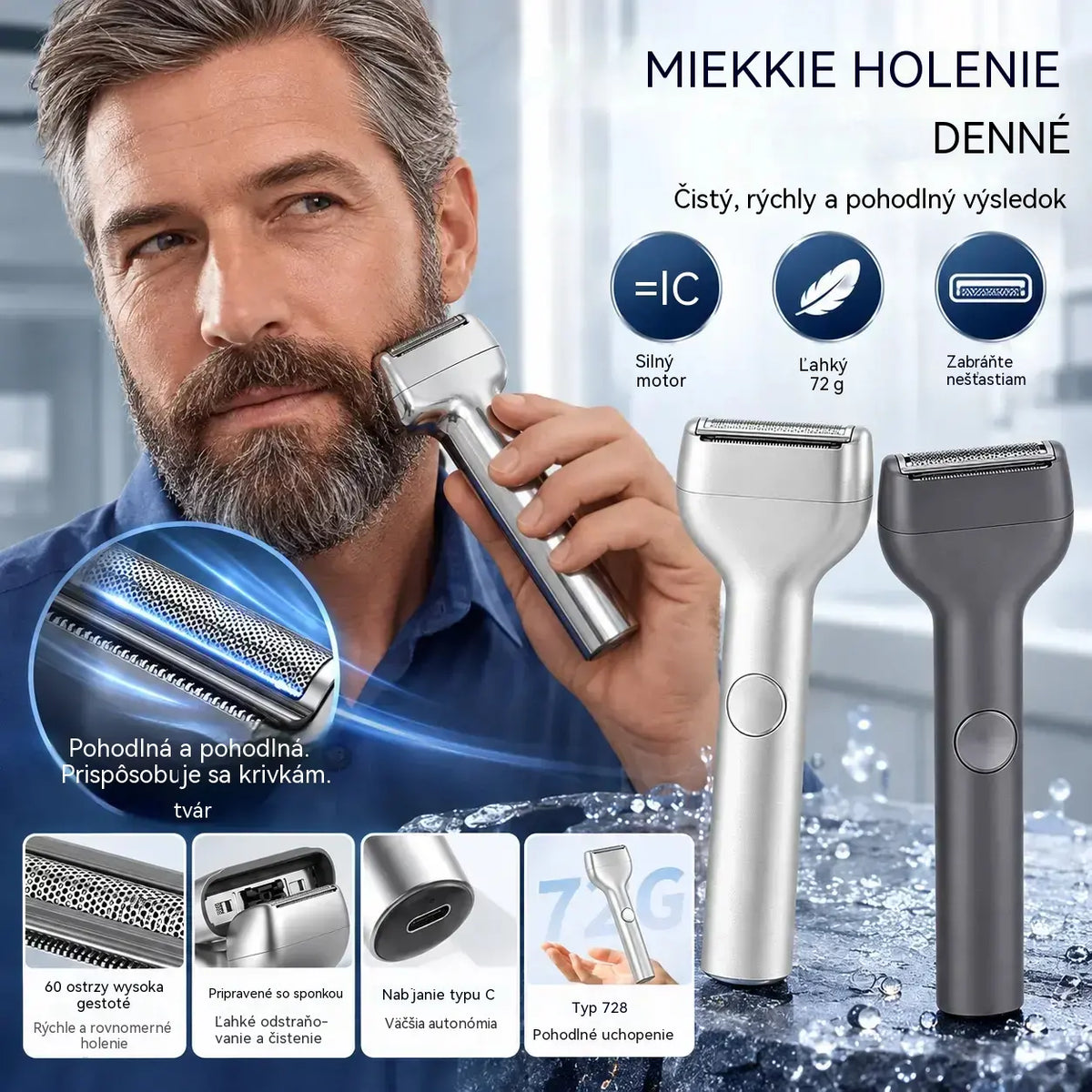 Novinka – ponuka za polovičnú cenu 💥⚡ Rozlúčte sa s podráždením po holení! 🧔 Výkonný dobíjateľný elektrický holiaci strojček pre mužov.