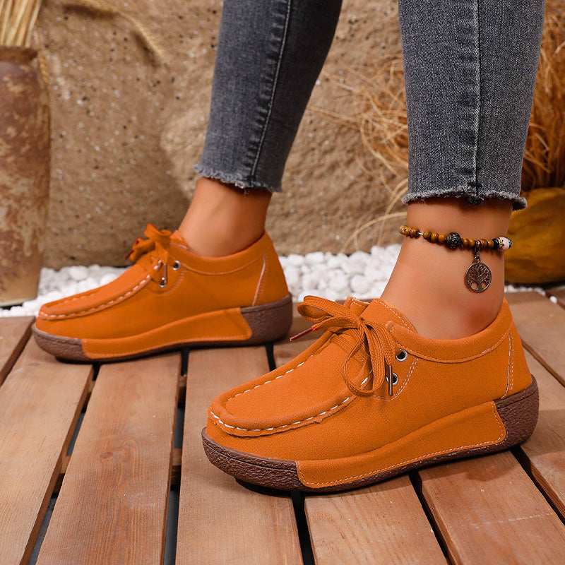 🔥🌟【50% zniżki】Damskie buty na grubej podeszwie z zaokrąglonym noskiem – Wygodne i nowoczesne buty z podparciem dla stóp, które amortyzują wstrząsy i pomagają w utrzymaniu prawidłowej postawy.