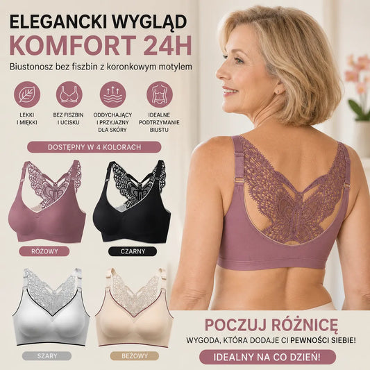 💞【4-dielna sada】🎁Podprsenka bez kostic s výšivkou a motýľmi - bez kostic, celodenná opora✨【45~125 kg】