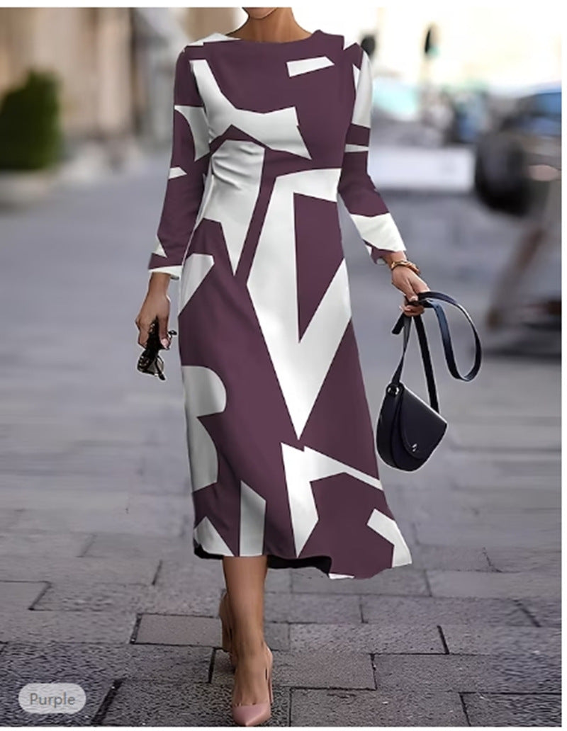 💥 【Najpredávanejšie】🍂👗 Jesenno-zimné šaty s geometrickou potlačou, módne a všestranné, teplé a pohodlné