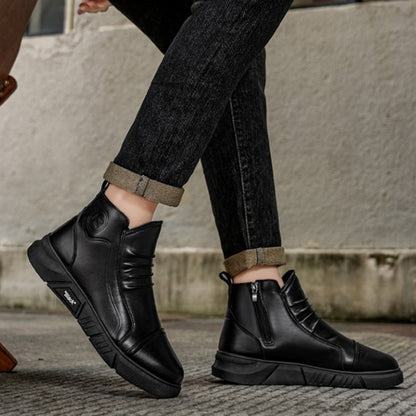 🔥💥【39-44】Stylowe męskie skórzane botki z polarową wyściółką – Modne i wygodne, idealne na zimowe dni