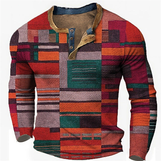 🌴🌈【50% de descuento🔥】【S-4XL】👔😍 Nueva colección de camisas para hombre con estampado, de manga larga, estilo relajado Henry, disponibles en varios colores.
