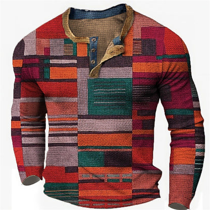 🌴🌈【50% de descuento🔥】【S-4XL】👔😍 Nueva colección de camisas para hombre con estampado, de manga larga, estilo relajado Henry, disponibles en varios colores.