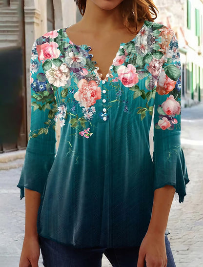 👚【S-5XL】🌺 Elegantná dámska blúzka s kvetinovým vzorom – pohodlná a štýlová na každý deň, ideálna na jar a leto