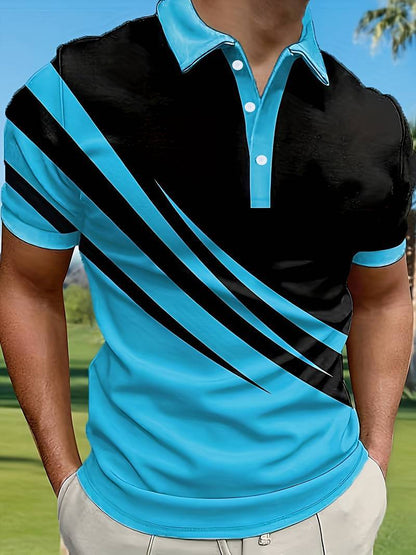 🔥【50% zľava】👕【S-6XL】Nové letné pánske pruhované športové tričko POLO s 3D potlačou, priedušné a pohodlné, voľný strih.