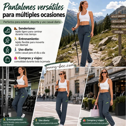 ⏳ 🔥 Pantalones cargo de mujer de pernera recta, con cintura elástica y 6 bolsillos, ideales para el trabajo, los viajes y el día a día 👖✨
