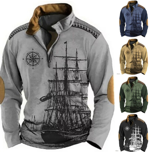 😎【S-5XL】Moški pulover s kapuco in polovično zadrgo, 3D potisk, udoben, topel in moderen za hladne dni