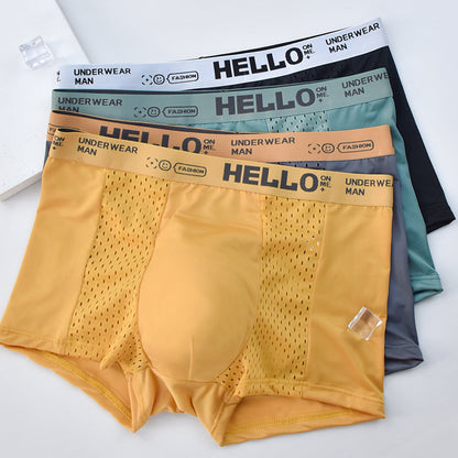 🩲🤩【6 kusov 1 sada】 Vysoko kvalitné pánske boxerky z ľadového hodvábu a priedušné sieťoviny