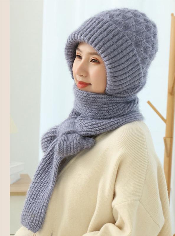🔥50% ОТСТЪПКА🔥【Шапка + Шал】🐏 Висококачествена, приятна на допир, мека и ветроустойчива качулка и шал с вградена защита за ушите