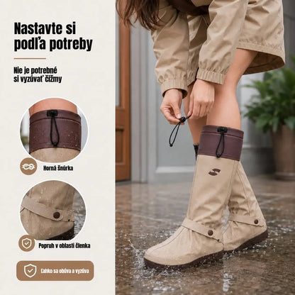 🌧️👟 Nepremokavé skladacie návleky na topánky – veľkosti S/M/L (36–42), 4 farby, protišmyková podrážka, výška 41 cm.