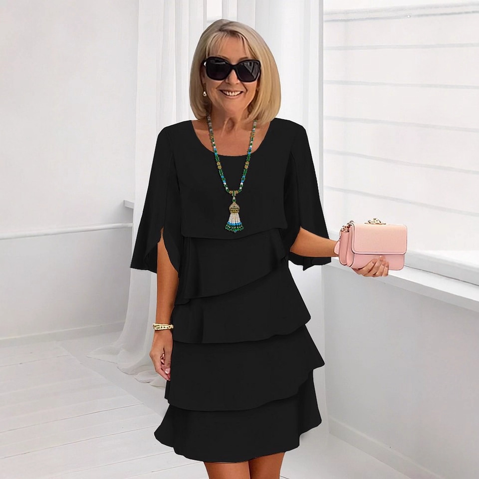 💃【S-3XL】🎁Elegantné vrstvené šaty s volánikovými rukávmi – bez námahy vytvorte štýlový vzhľad vhodný na všetky príležitosti💃