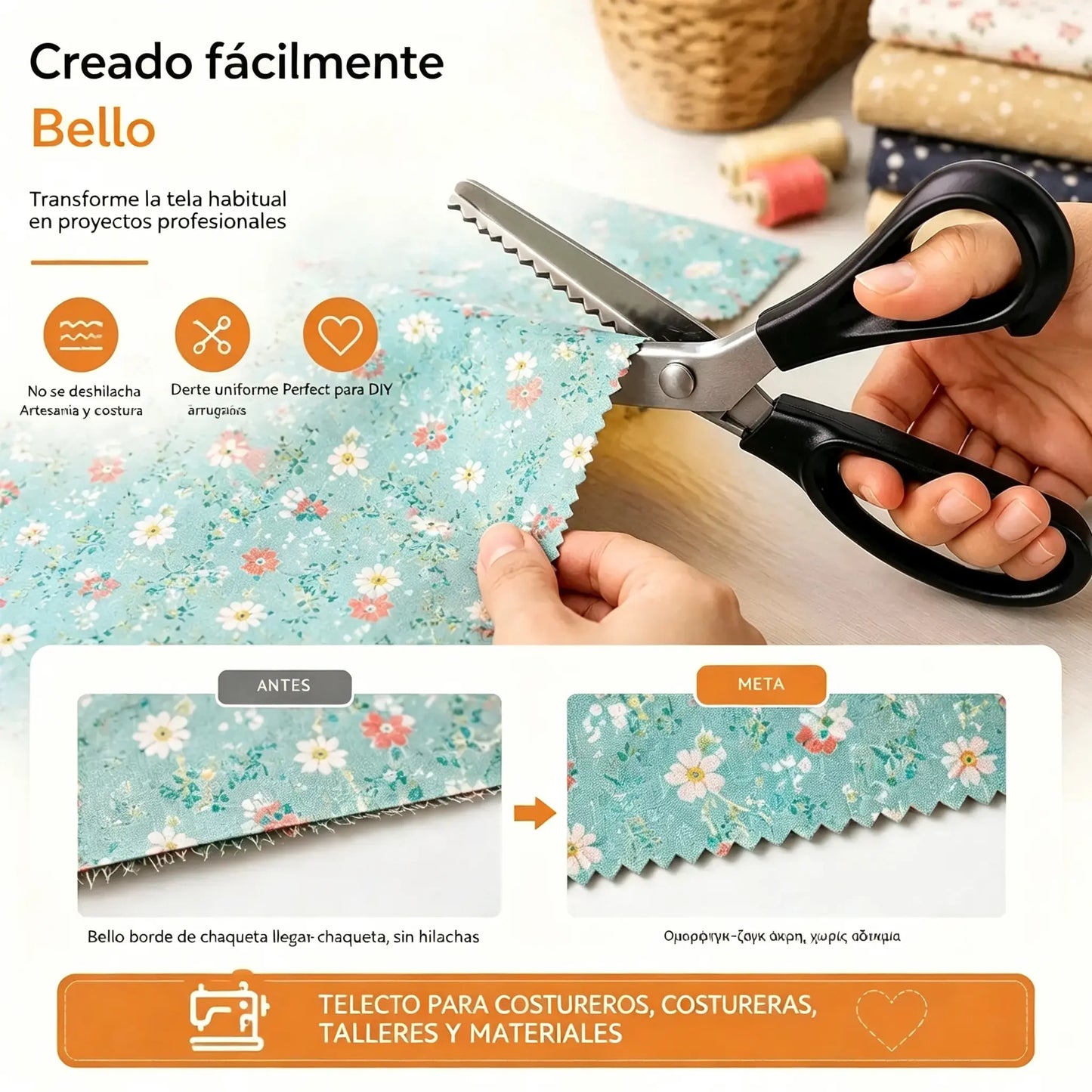 2 kusy za 22 eur🔥Kúpte 1 a druhý získate zadarmo✂️ Profesionálne cikcakovacie nožnice – ostré nožnice na látku so zúbkovaným ostrím