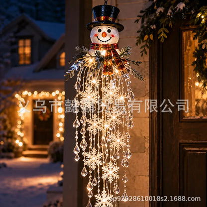 🔥 Dnes zľava 50 % 🎅 Závesná vianočná vločka s kryštálmi a LED svetlom | Čarovná žiara na verandu ✨