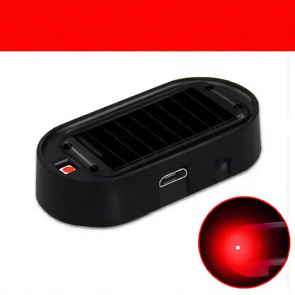 🚗 Solárne LED výstražné svetlo proti krádeži — automatické blikanie v noci, bez káblov, dostupné v bielej a čiernej farbe.