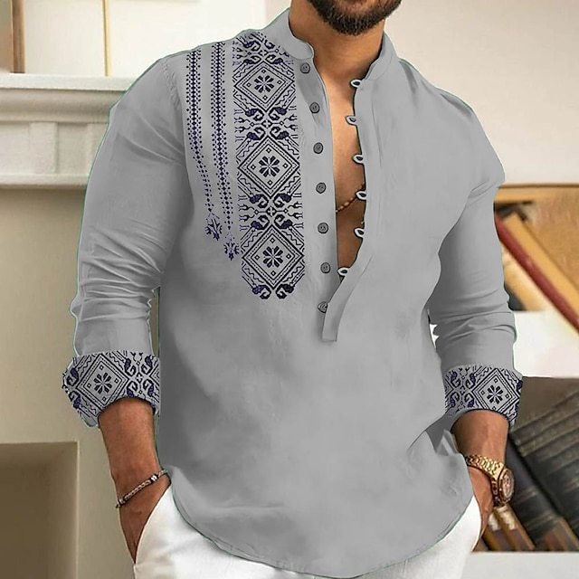 🏆🧥 Camisa moderna para hombre con cuello mao – diseño semiabierto, estilo casual y versátil para cualquier ocasión