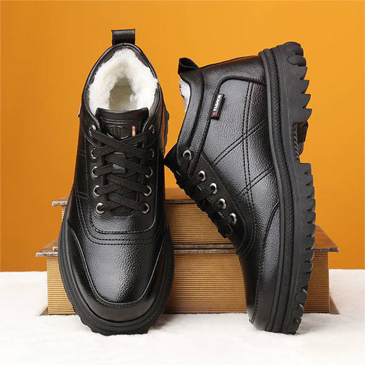 🔥🔥【39-44】✨Preventa de invierno✨Botas de cuero para hombre con forro cálido – Suela gruesa, antideslizante e impermeable, comodidad y abrigo para los días fríos de invierno.