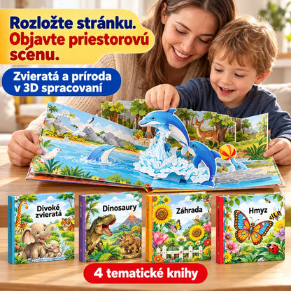 📖✨【1 kus, 4 témy na výber】Interaktívna 3D priestorová kniha pre deti – objavte zvieratá pri každom otočení stránky.