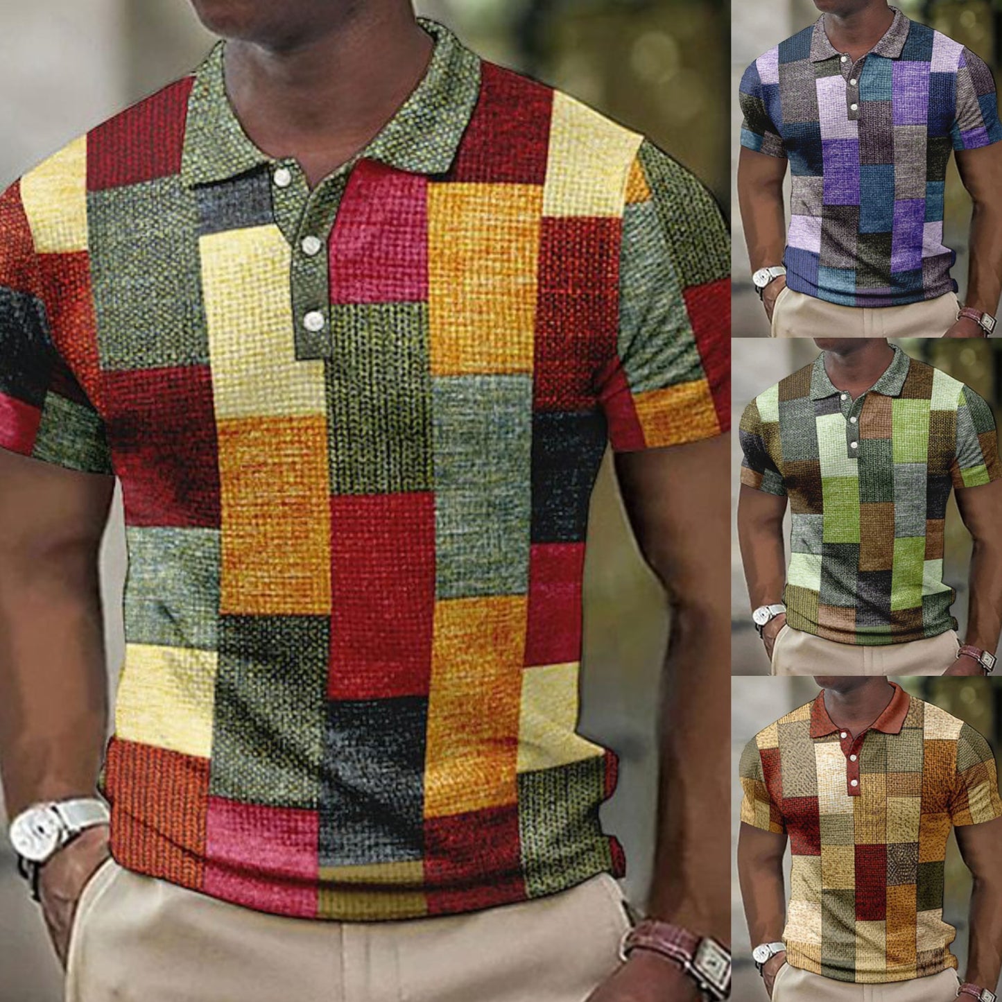 💥👕【Nové, horúce výpredaje】【S-5XL】Pánske ležérne polo tričko s geometrickým vzorom 2026