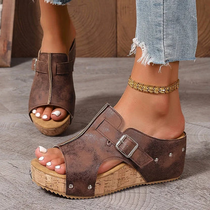 👡【50% OFF】🎀✨Elegantné dámske sandále na platforme s otvorenou špičkou – stabilné a pohodlné, ľahké a štýlové