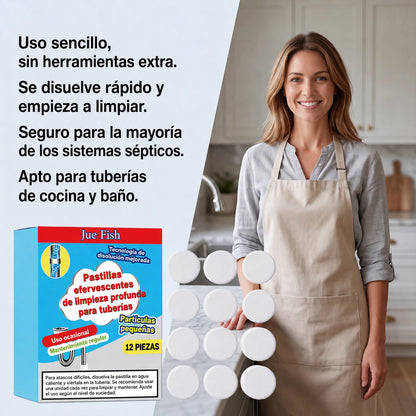 🥳 3 cajas💞 Potentes pastillas efervescentes para desatascar y limpiar tuberías. Eliminan grasa, cabello, malos olores y bacterias. Aptas para fregaderos, inodoros y desagües.