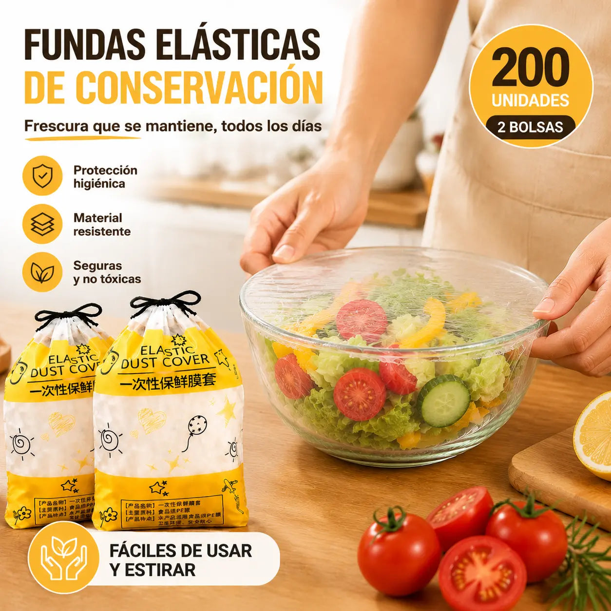 【2 bolsa, 200 piezas】Tapa de frescura desechable de grado alimenticio