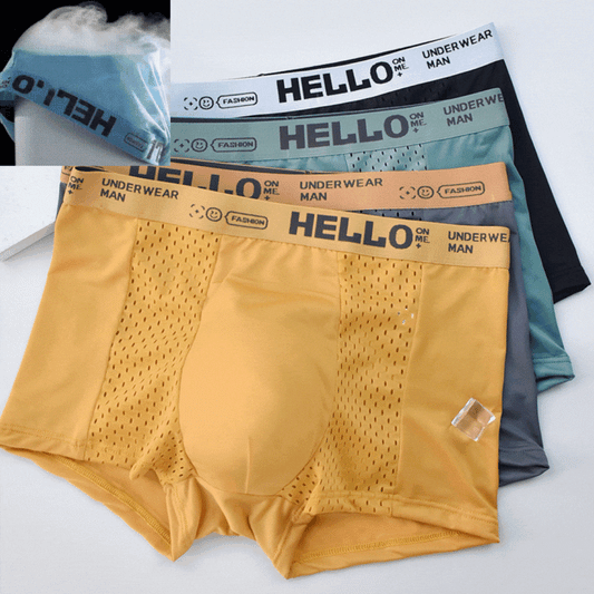 🩲🤩【6 kusov 1 sada】 Vysoko kvalitné pánske boxerky z ľadového hodvábu a priedušné sieťoviny