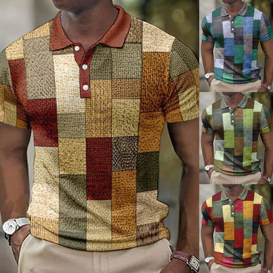 💥👕【Nové, horúce výpredaje】【S-5XL】Pánske ležérne polo tričko s geometrickým vzorom 2026