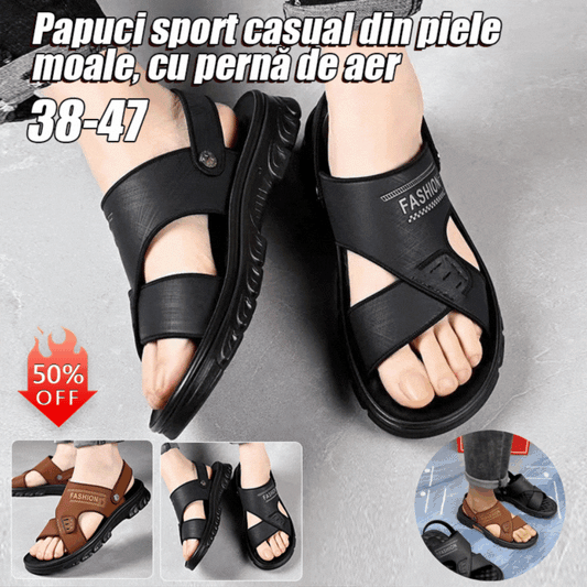 🔥🔥【1 pantof 2 purtare】Sandale din piele de pilot Sandale din piele moale cu suprafață moale 