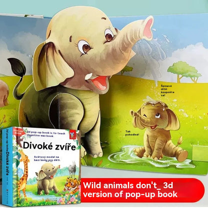 📖✨【1 kus, 4 témy na výber】Interaktívna 3D priestorová kniha pre deti – objavte zvieratá pri každom otočení stránky.