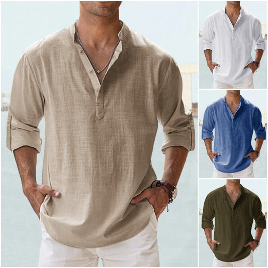 👕【Cumpărați 1, primiți 1 gratuit】🤩【S-5XL】 Cămașă pentru bărbați cu mâneci lungi, material din bumbac și in.