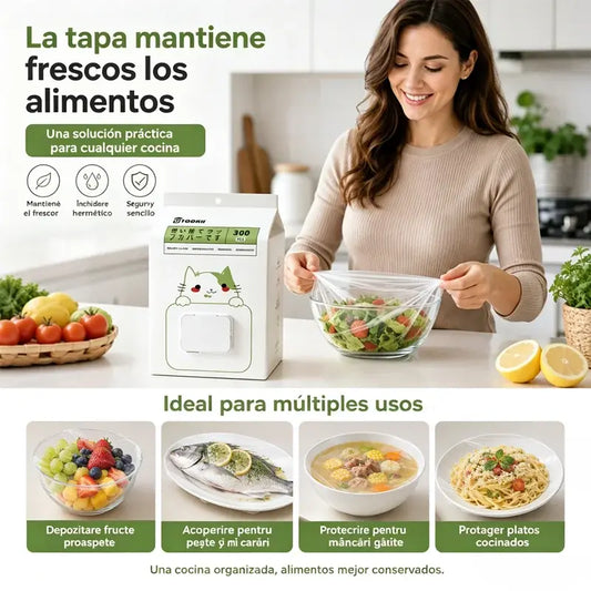 🥗✨ 300 jednorazových pokrievok na potraviny | Flexibilné pokrievky na taniere, misky a nádoby